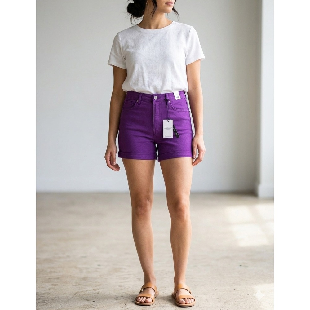 Judy Blue‎ Denim Shorts Womens Medium Purple NWT JB150268 C-CO